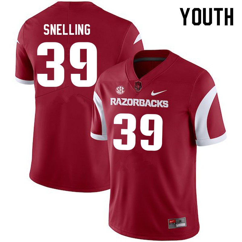 Youth #39 Courtney Snelling Arkansas Razorbacks College Football Jerseys Sale-Cardinal